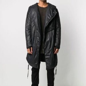 MASNADA Long Black Textured Parka